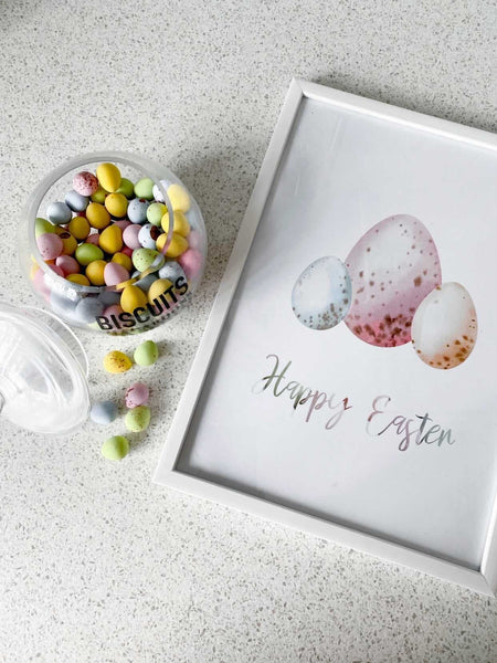 Happy Easter Pastel Eggs Spring Seasonal Wall Home Decor Print