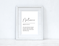 Autumn Definition Meaning Autumn Seasonal Wall Home Decor Print