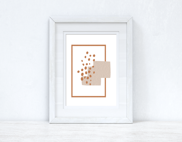 Beige & Terracotta Brown Abstract 4 Colour Shapes Home Wall Decor Print