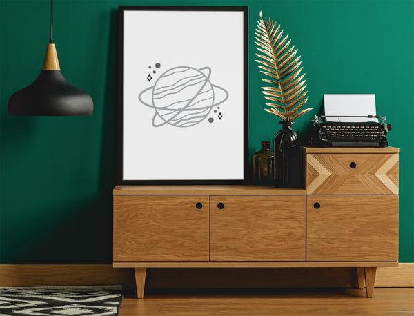 Boho Planet With Rings 2022 Boho Hippie Simple Home Wall Decor Print