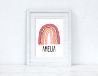 Bright Pinks Rainbow Name Boho Children's Room Wall Bedroom Decor Print