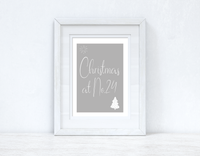 Personalised Christmas At No Grey Background 2021 Winter Christmas Seasonal Wall Home Decor Print