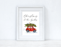 Christmas At The Surname OR House Number Car 2021 Winter Christmas Seasonal Wall Home Decor Print