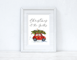 Personalised Christmas At The Surname OR House Number Car 2021 Winter Christmas Seasonal Wall Home Decor Print