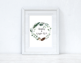 Custom Wording Christmas At Acorn Wreath Christmas Seasonal Wall Home Decor Print