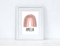 Earthy Pinks Rainbow Name Boho Children's Room Wall Bedroom Decor Print