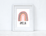 Earthy Pinks Rainbow Name Boho Children's Room Wall Bedroom Decor Print