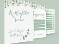 Binded Eucalyptus Leaf Weight Loss & Diet Tracker Journal A4 Diary - Up To 1 Year Measurements Goals Weigh Ins + Lots MORE!