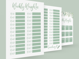 Binded Eucalyptus Leaf Weight Loss & Diet Tracker Journal A4 Diary - Up To 1 Year Measurements Goals Weigh Ins + Lots MORE!