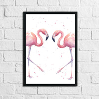 Pink Watercolour Flamingos Home Bedroom Living Room Wall Decor Print