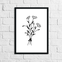 Flower 5 Simple Line Work Bedroom Home Wall Decor Print