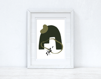 Greens & Black Abstract 4 Colour Shapes Home Wall Decor Print