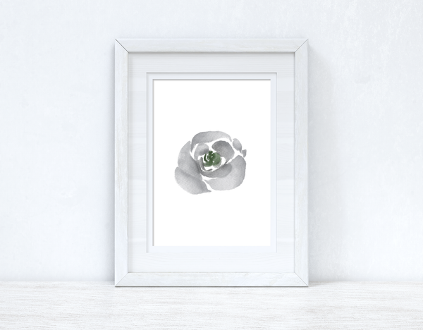 Grey Green Watercolour Flower 2 Bedroom Home Wall Decor Print