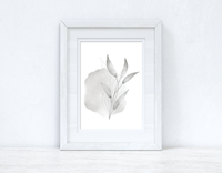 Greys Watercolour Leaves 3 Bedroom Home Wall Decor Print