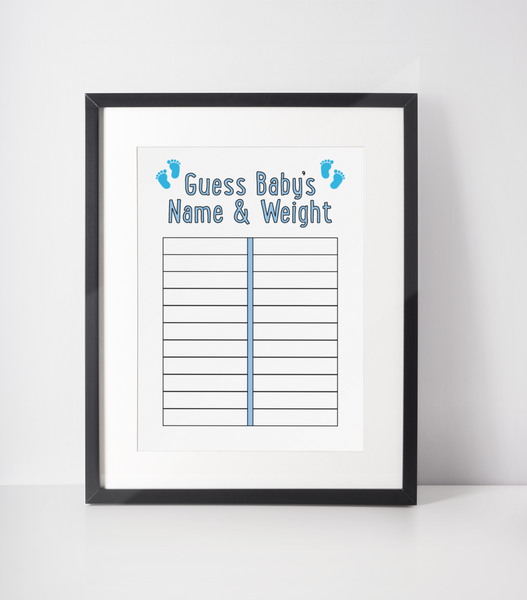 Guess Baby's Name & Weight Baby Shower Any Colour Decor Print