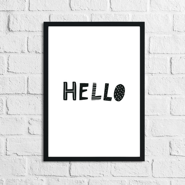 Scandinavian Hello Word Children's Nursery Bedroom Wall Decor Print