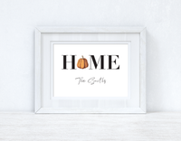 HOME Pumpkin Family Surname Colour Halloween Autumn Seasonal Wall Home Decor Print