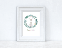 Happy Easter Egg Wreath Spring Seasonal Wall Home Decor Print