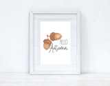 Hello Autumn Acorn New Autumn 2021 Seasonal Wall Home Decor Print