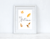 Hello Autumn Leaves New Autumn 2021 Seasonal Wall Home Decor Print