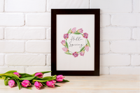 Hello Spring Tulip Wreath 2024 Spring Easter Seasonal Wall Home Decor Print