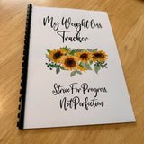 Binded Cute Sunflower Weight Loss & Diet Tracker Journal A4 Diary - Up To 1 Year Measurements Goals Weigh Ins + Lots MORE!