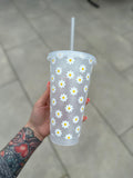 Daisy Tumbler Venti Cold Cup 24oz - With Straw - (Name Can Be Added)