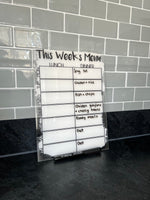 This Week's Menu Food Meal Planner Painted A4 Clear Acrylic Wipeable Sign With Drywipe Pen