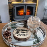 Custom Wording Autumn Seasonal Assorted Designs Wooden Log Disc