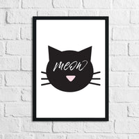 Meow Cat Face Animal Wall Decor Simple Print