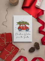 Personalised Christmas Wishes Tree Car From Surname Seasonal Hammered Card & Envelope