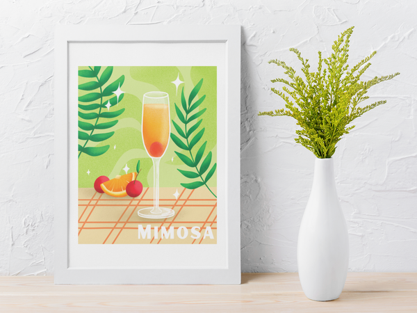 Retro Mimosa Drink Alcohol Wall Decor Print