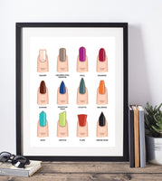 Nail Shape Styles Inspired Home Decor Wall Art Print