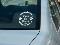 Paws On Board Heart Wreath Car Window Sticker