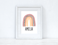 Peachy Pinks Rainbow Name Boho Children's Room Wall Bedroom Decor Print