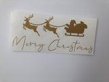 Merry Christmas Santa Sleigh Window Door Vinyl Christmas Sticker