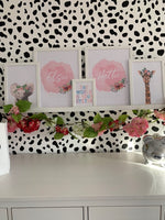 Personalised Pink Watercolour Name Floral Children's Room Wall Decor Print