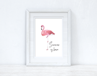 Summer Is Here Flamingo Summer Seasonal Wall Home Decor Print