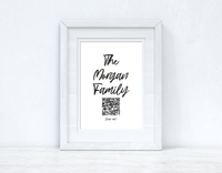 Personalised The Surname Family Wifi QR Scan Home Wall Decor Print