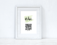 Personalised Wifi Green Splatter Scan Me! Wi-fi Q-R Scan Home Wall Decor Print