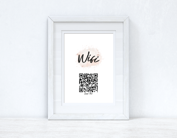 Wifi Rose Gold Pink Splatter Scan Me! Wifi QR Scan Home Wall Decor Print