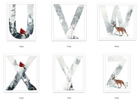 Winter Alphabet Letters Christmas Seasonal Wall Home Decor Print