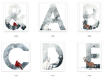 Winter Alphabet Letters Christmas Seasonal Wall Home Decor Print