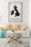 Couples United Kingdom Map with Special Dates & Heart Personalised 2022 Wall Decor Print with 10 New Styles