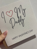 I Love Daddy or Mummy Valentines Day Funny Humorous Hammered Card & Envelope