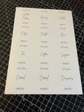 Custom Basic Pantry Waterproof White Sticker Bundle Fancy Font - 6.35cm x 7.2cm / 12 Labels