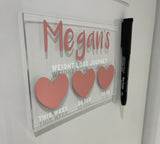 Personalised Name 10x15cm Magnetic Clear Acrylic Heart Whiteboard Weight Loss Journey Sign Plaque & Drywipe Pen