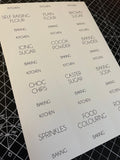 Custom Baking Waterproof White Sticker Bundle Fine Font - 6.35cm x 7.2cm / 12 Labels