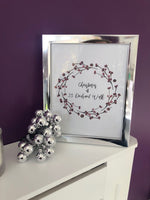 Custom Wording Christmas At Berry Wreath Christmas Seasonal Wall Home Decor Print