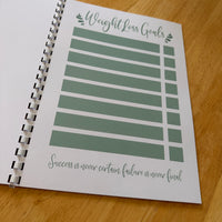 Binded Eucalyptus Leaf Weight Loss & Diet Tracker Journal A4 Diary - Up To 1 Year Measurements Goals Weigh Ins + Lots MORE!